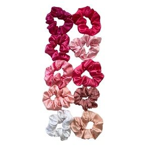 NEW Lot of 10 Satin Scrunchies Hair Ties Bundle